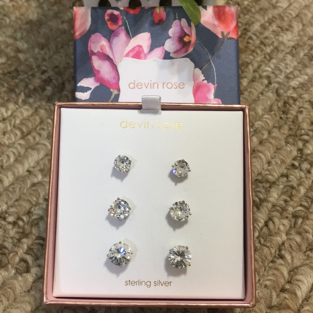 Devin Rose Ladies Sterling Silver Earrings set NIB